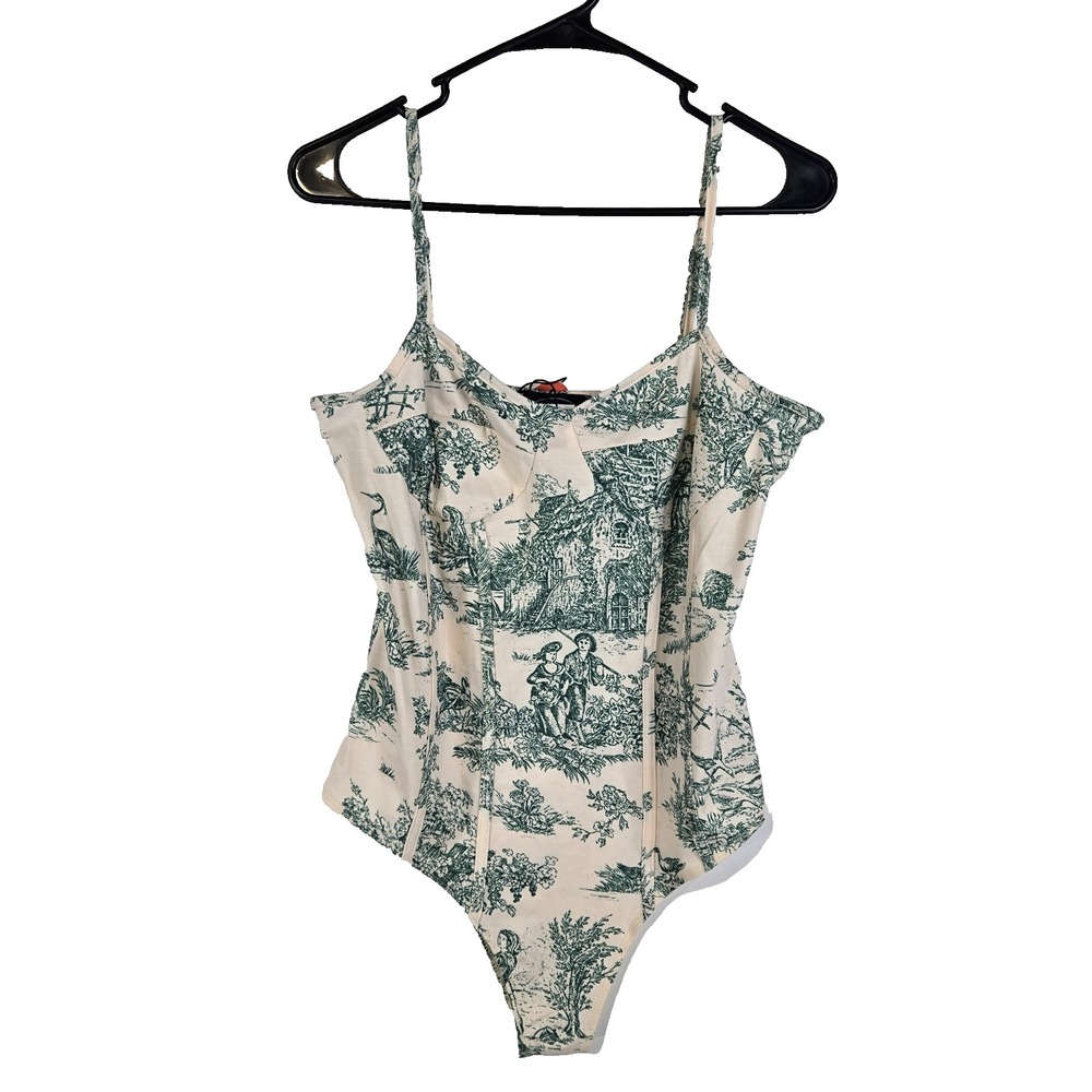 Cider Womens XL Green Corset Bodysuit Adjustable Straps NWT